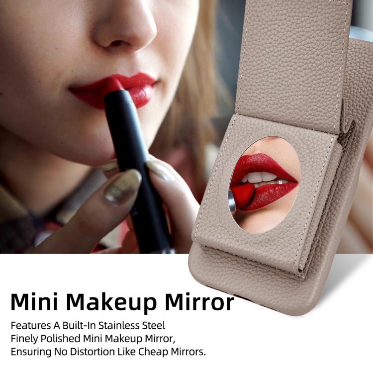 For iPhone 12 / 12 Pro Litchi Texture Vertical Card Bag Holder Phone Case with Long Lanyard(Grey) - iPhone 12 / 12 Pro Cases by buy2fix | Online Shopping UK | buy2fix