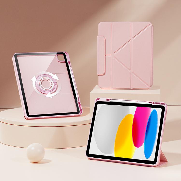 For iPad 2025 / 2022 Relieve Stress Rotatable Y-Fold Leather Tablet Case(Pink) - iPad 2025 / 2022 Cases by buy2fix | Online Shopping UK | buy2fix