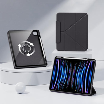 For iPad Air 13 2025 / 2024 / Pro 12.9 Relieve Stress Rotatable Y-Fold Leather Tablet Case(Black) - iPad Air 13 2025 / 2024 Cases by buy2fix | Online Shopping UK | buy2fix