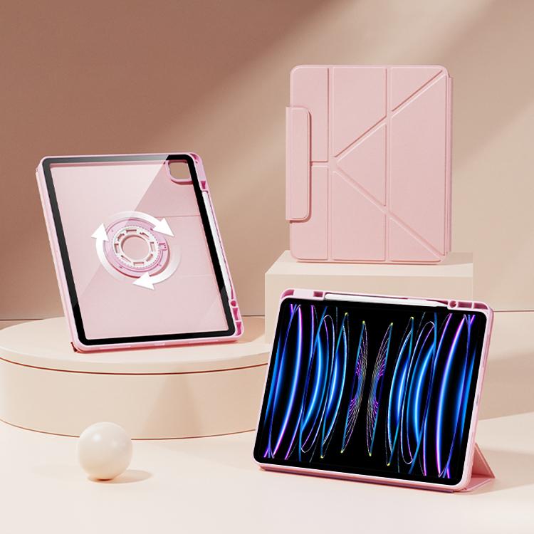 For iPad Air 13 2025 / 2024 / Pro 12.9 Relieve Stress Rotatable Y-Fold Leather Tablet Case(Pink) - iPad Air 13 2025 / 2024 Cases by buy2fix | Online Shopping UK | buy2fix