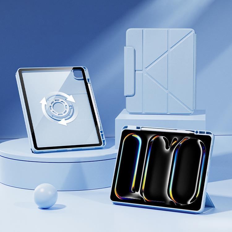 For iPad Pro 13 2024 Relieve Stress Rotatable Y-Fold Leather Tablet Case(Blue) - iPad Pro 13 2024 Cases by buy2fix | Online Shopping UK | buy2fix