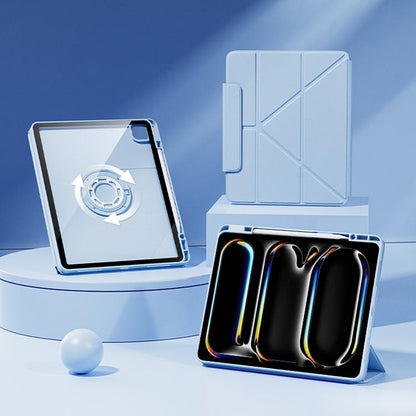 For iPad Pro 13 2024 Relieve Stress Rotatable Y-Fold Leather Tablet Case(Blue) - iPad Pro 13 2024 Cases by buy2fix | Online Shopping UK | buy2fix