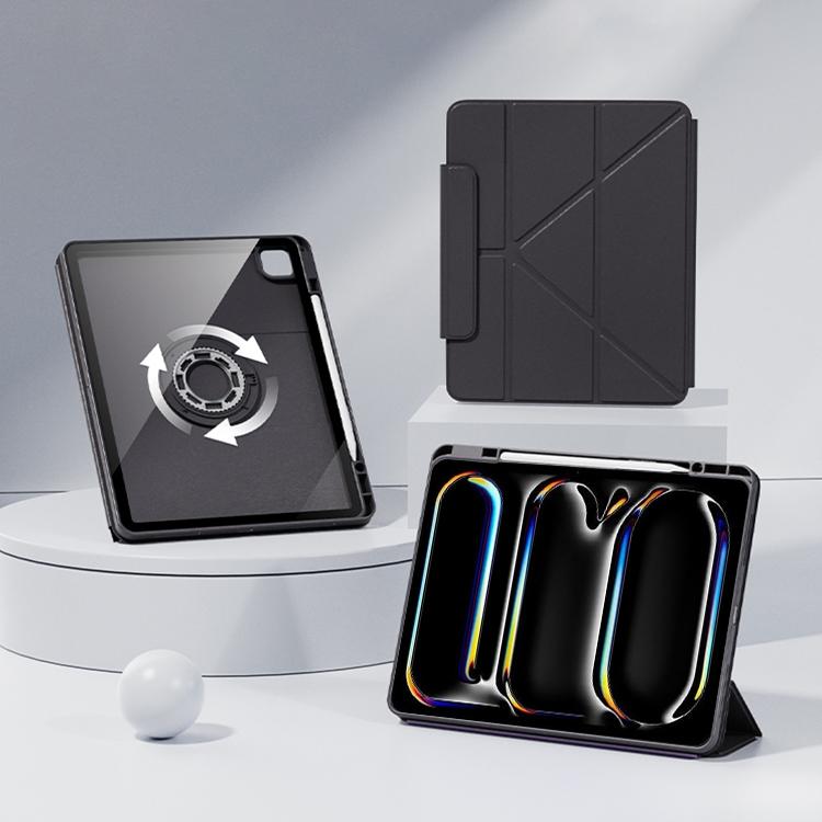 For iPad Pro 13 2024 Relieve Stress Rotatable Y-Fold Leather Tablet Case(Black) - iPad Pro 13 2024 Cases by buy2fix | Online Shopping UK | buy2fix