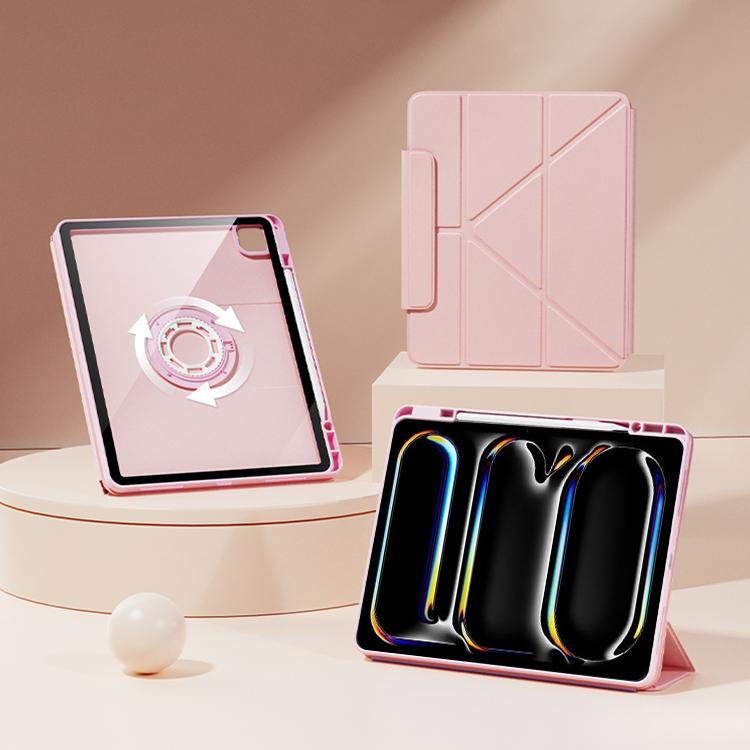 For iPad Pro 13 2024 Relieve Stress Rotatable Y-Fold Leather Tablet Case(Pink) - iPad Pro 13 2024 Cases by buy2fix | Online Shopping UK | buy2fix