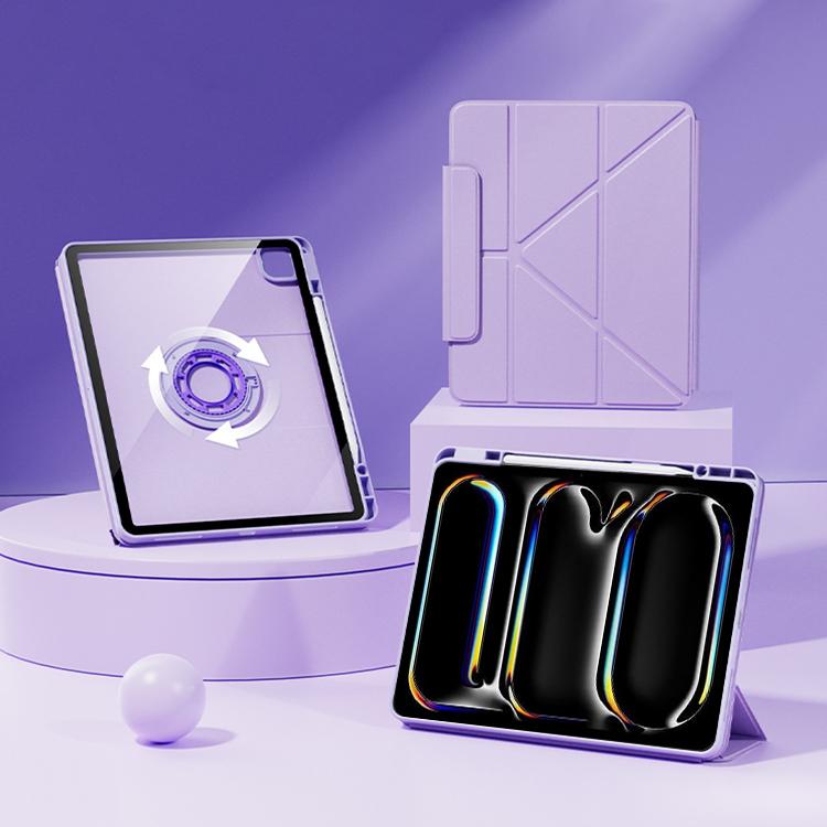 For iPad Pro 13 2024 Relieve Stress Rotatable Y-Fold Leather Tablet Case(Purple) - iPad Pro 13 2024 Cases by buy2fix | Online Shopping UK | buy2fix