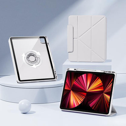 For iPad Pro 11 2022 / 2021 / 2020 Relieve Stress Rotatable Y-Fold Leather Tablet Case(Grey) - iPad Pro 11 (2022/2021) Cases by buy2fix | Online Shopping UK | buy2fix