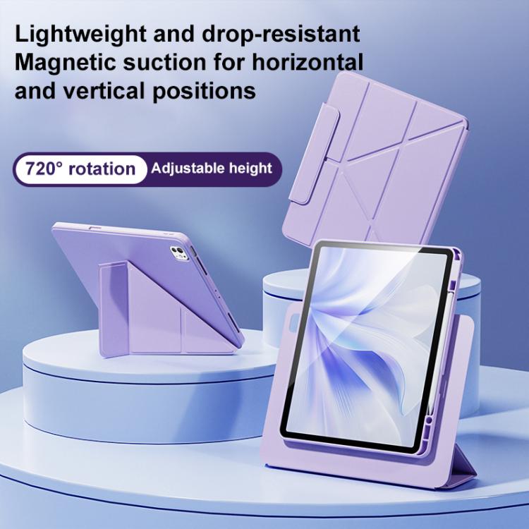 For iPad Pro 13 2024 Relieve Stress Rotatable Y-Fold Leather Tablet Case(Purple) - iPad Pro 13 2024 Cases by buy2fix | Online Shopping UK | buy2fix