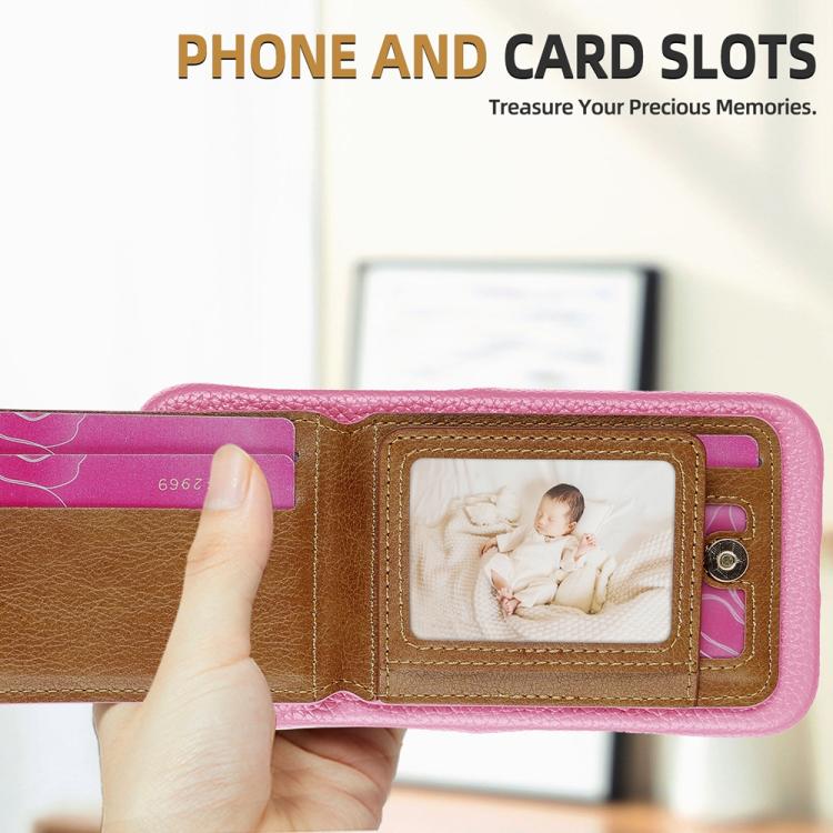 For iPhone 14 Pro Max Litchi Texture Leather Ring Card Bag Holder Phone Case(Pink) - iPhone 14 Pro Max Cases by buy2fix | Online Shopping UK | buy2fix