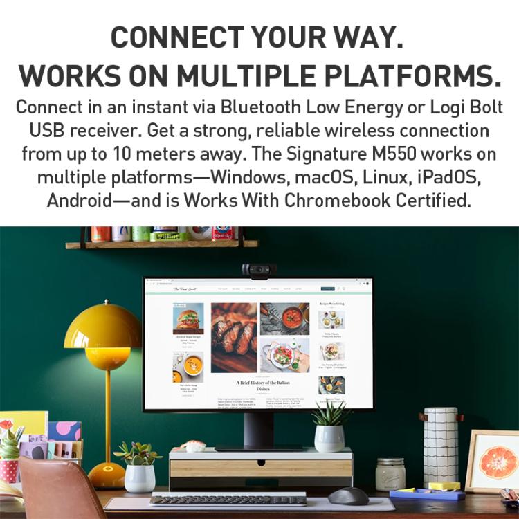 Logitech M550 Bluetooth 2.4G Wireless Dual Mode Silent Mouse(White) - Wireless Mice by Logitech | Online Shopping UK | buy2fix