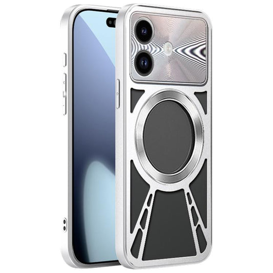 For iPhone 17 Pro Max Silicone Cooling Hollow Metal MagSafe Phone Case(Silver) - iPhone 17 Pro Max Cases by buy2fix | Online Shopping UK | buy2fix