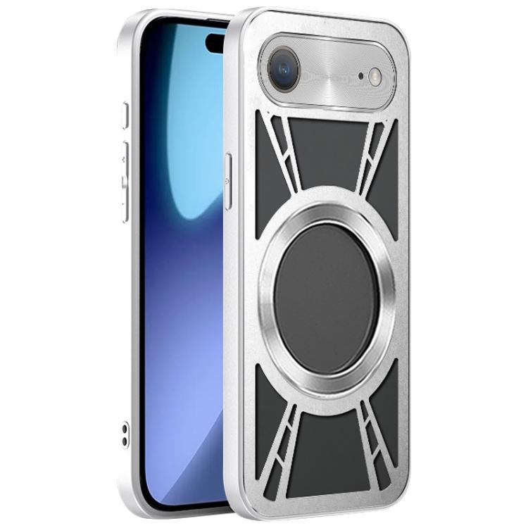 For iPhone Air Silicone Cooling Hollow Metal MagSafe Phone Case(Silver) - iPhone Air Cases by buy2fix | Online Shopping UK | buy2fix