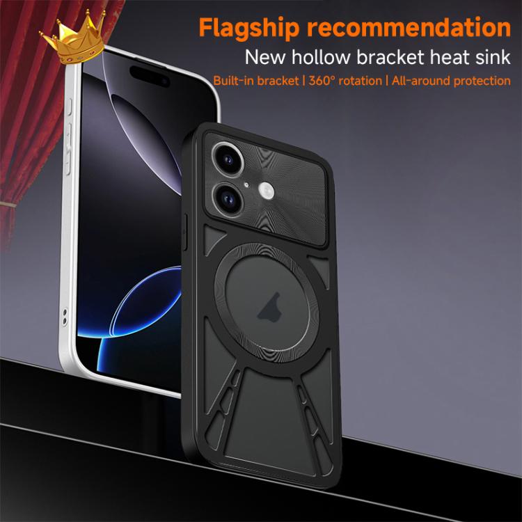 For iPhone 17 Silicone Cooling Hollow Metal MagSafe Phone Case(Silver) - iPhone 17 Cases by buy2fix | Online Shopping UK | buy2fix