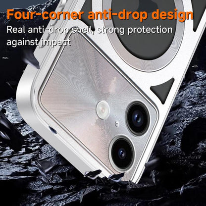 For iPhone Air Silicone Cooling Hollow Metal MagSafe Phone Case(Silver) - iPhone Air Cases by buy2fix | Online Shopping UK | buy2fix