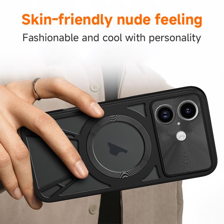 For iPhone 17 Pro Silicone Cooling Hollow Metal MagSafe Phone Case(Silver) - iPhone 17 Pro Cases by buy2fix | Online Shopping UK | buy2fix