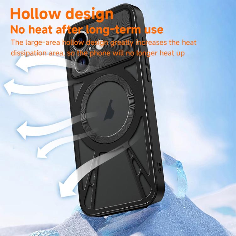 For iPhone 17 Pro Silicone Cooling Hollow Metal MagSafe Phone Case(Black) - iPhone 17 Pro Cases by buy2fix | Online Shopping UK | buy2fix