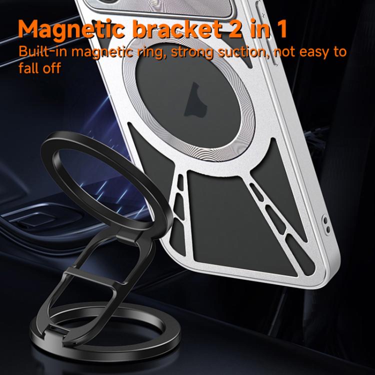 For iPhone Air Silicone Cooling Hollow Metal MagSafe Phone Case(Black) - iPhone Air Cases by buy2fix | Online Shopping UK | buy2fix