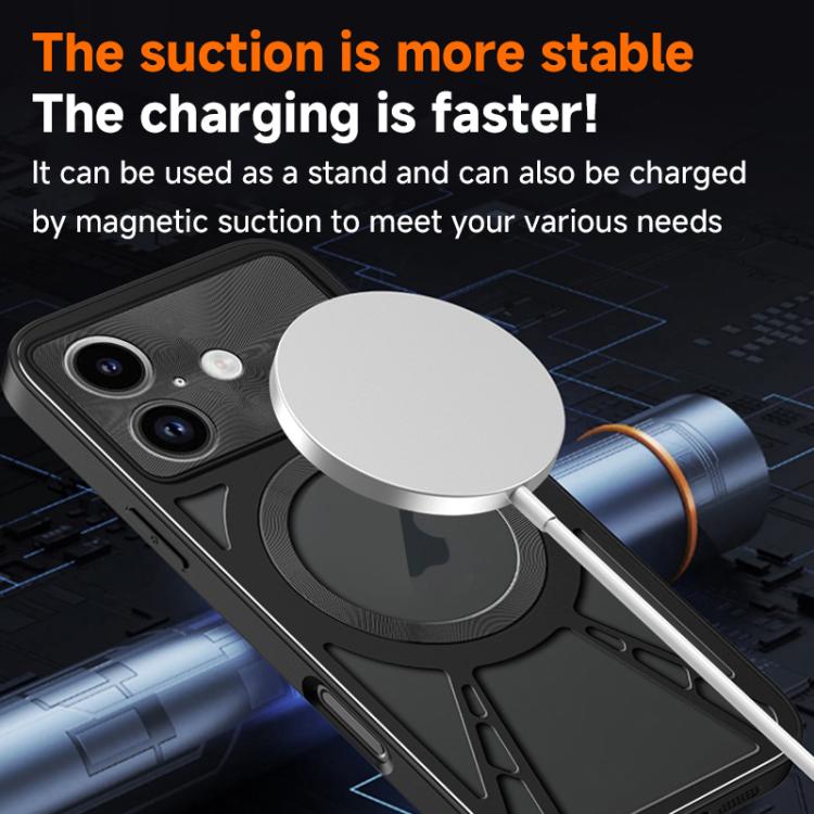 For iPhone 17 Pro Max Silicone Cooling Hollow Metal MagSafe Phone Case(Silver) - iPhone 17 Pro Max Cases by buy2fix | Online Shopping UK | buy2fix