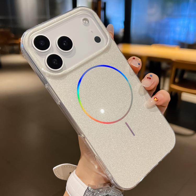 For iPhone 17 Pro Max Glitter Powder Plating MagSafe IMD Full Coverage Phone Case(White) - iPhone 17 Pro Max Cases by buy2fix | Online Shopping UK | buy2fix