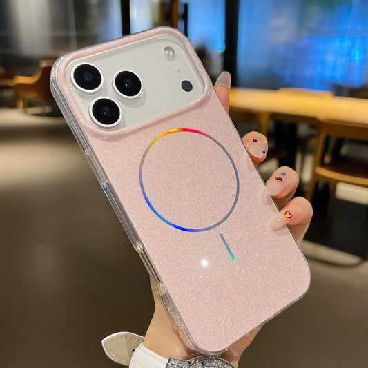 For iPhone 17 Pro Glitter Powder Plating MagSafe IMD Full Coverage Phone Case(Pink) - iPhone 17 Pro Cases by buy2fix | Online Shopping UK | buy2fix