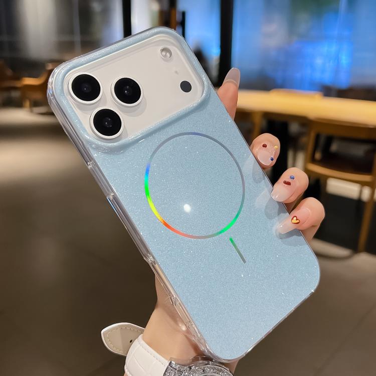 For iPhone 17 Pro Glitter Powder Plating MagSafe IMD Full Coverage Phone Case(Blue) - iPhone 17 Pro Cases by buy2fix | Online Shopping UK | buy2fix