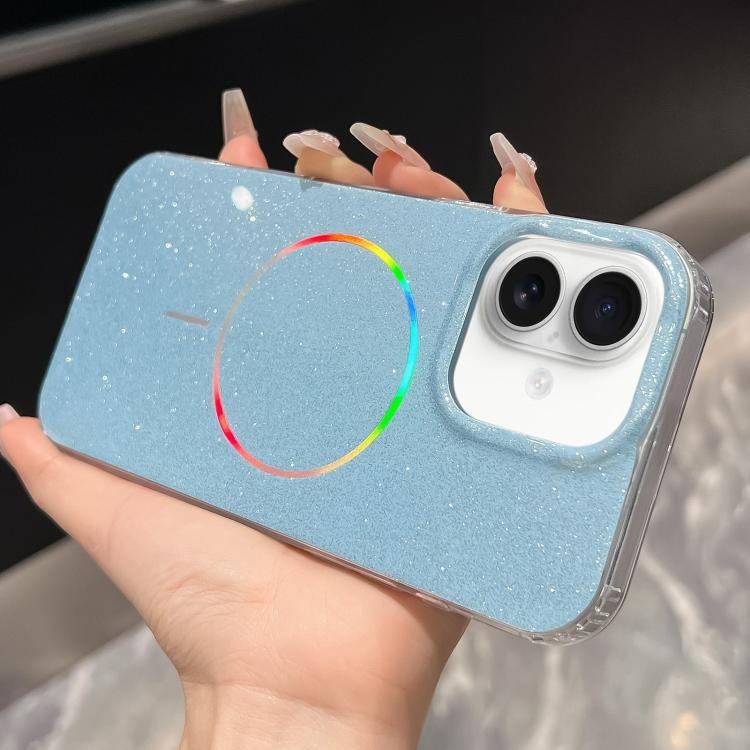 For iPhone 17 Glitter Powder Plating MagSafe IMD Full Coverage Phone Case(Blue) - iPhone 17 Cases by buy2fix | Online Shopping UK | buy2fix
