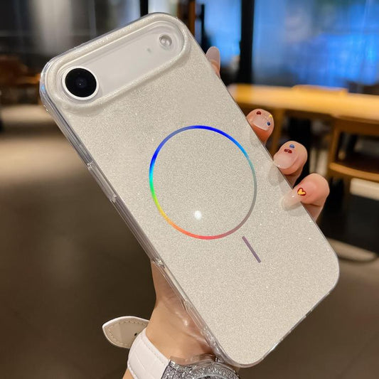 For iPhone Air Glitter Powder Plating MagSafe IMD Full Coverage Phone Case(White) - iPhone Air Cases by buy2fix | Online Shopping UK | buy2fix