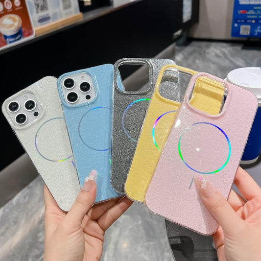 For iPhone Air Glitter Powder Plating MagSafe IMD Full Coverage Phone Case(Blue) - iPhone Air Cases by buy2fix | Online Shopping UK | buy2fix
