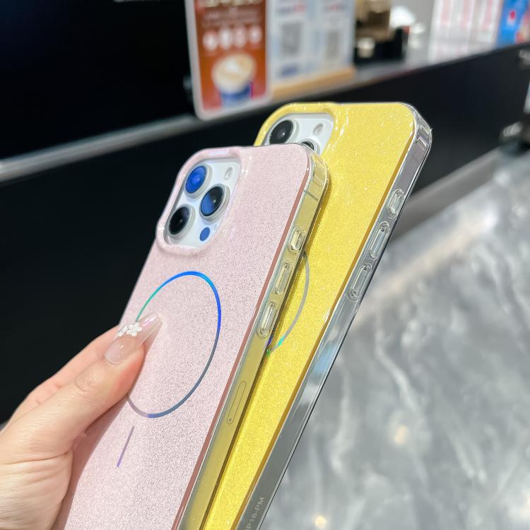 For iPhone 17 Pro Glitter Powder Plating MagSafe IMD Full Coverage Phone Case(Orange) - iPhone 17 Pro Cases by buy2fix | Online Shopping UK | buy2fix