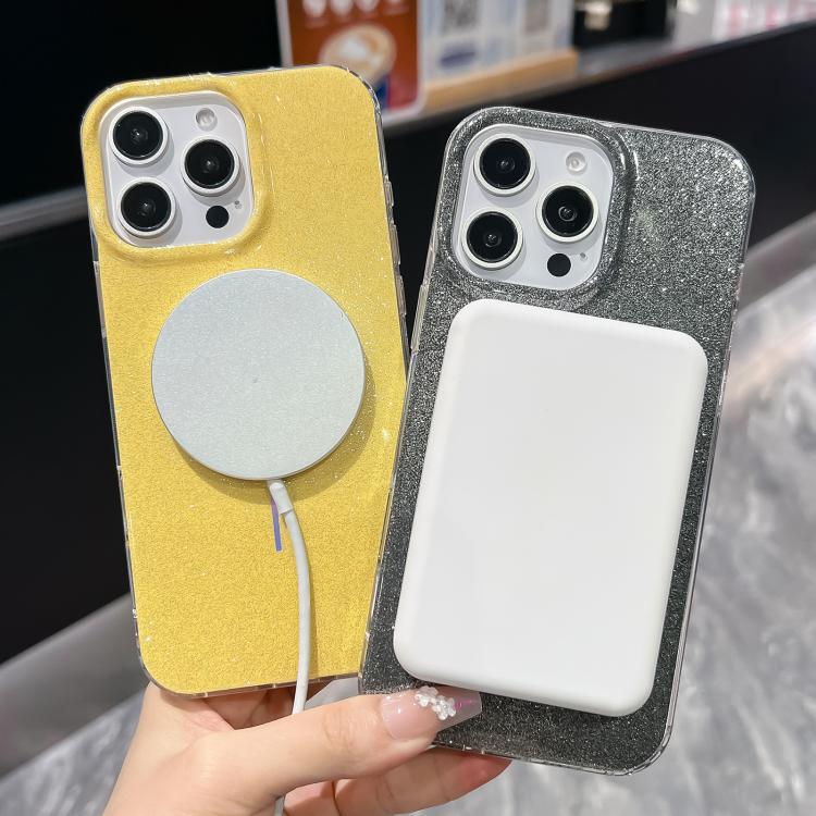 For iPhone 17 Glitter Powder Plating MagSafe IMD Full Coverage Phone Case(White) - iPhone 17 Cases by buy2fix | Online Shopping UK | buy2fix