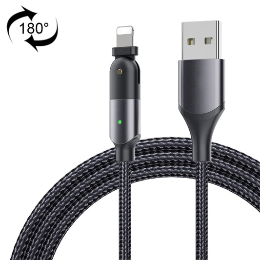 FXCL-WY0G 2.4A USB to 8 Pin 180 Degree Rotating Elbow Charging Cable, Length:1.2m(Grey) - Normal Style Cable by buy2fix | Online Shopping UK | buy2fix
