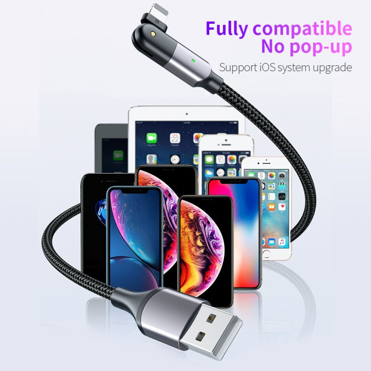 FXCL-WY0G 2.4A USB to 8 Pin 180 Degree Rotating Elbow Charging Cable, Length:1.2m(Grey) - Normal Style Cable by buy2fix | Online Shopping UK | buy2fix