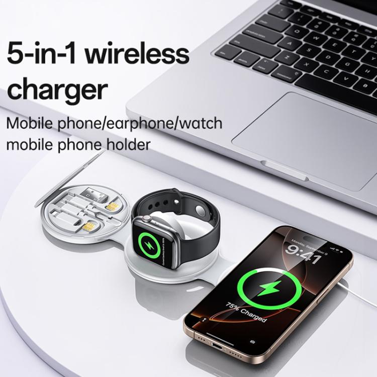 Yesido DS29 5 in 1 Foldable Wireless Charger for Phone / Watch / Earphone(White) - Wireless Charger by Yesido | Online Shopping UK | buy2fix