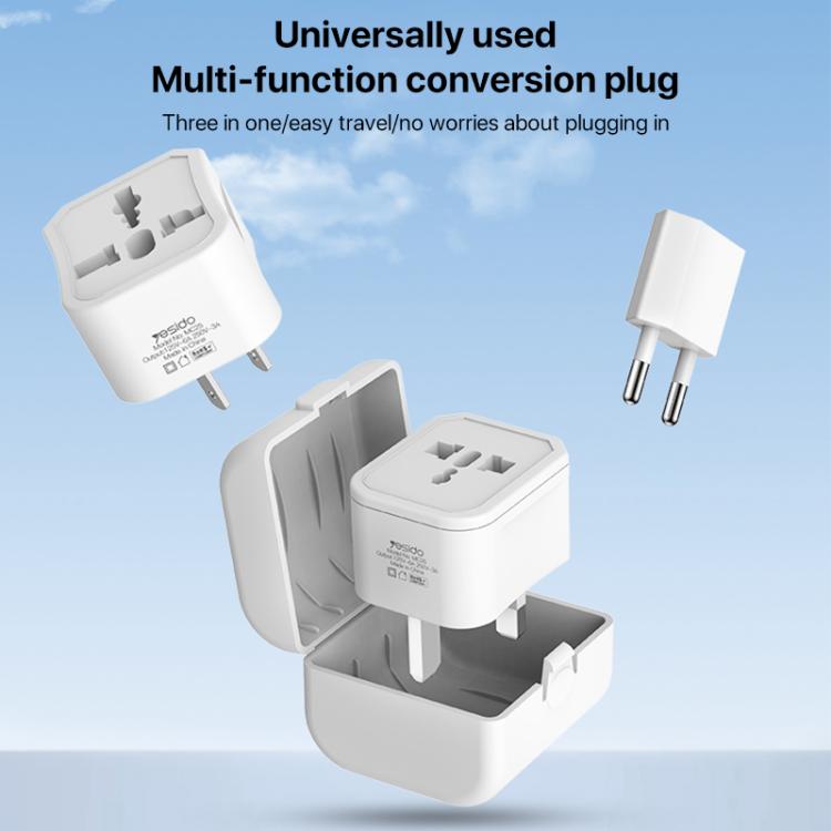 Yesido MC25 750W Universal Multifunction Travel Plug Adapter Kit with Storage Case(White) - Plug Adaptor by Yesido | Online Shopping UK | buy2fix