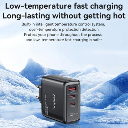 Yesido YC95 PD100W 2 USB-C , USB-A Three Ports GaN Fast Charger, Plug:UK Plug(Black) - USB Charger by Yesido | Online Shopping UK | buy2fix