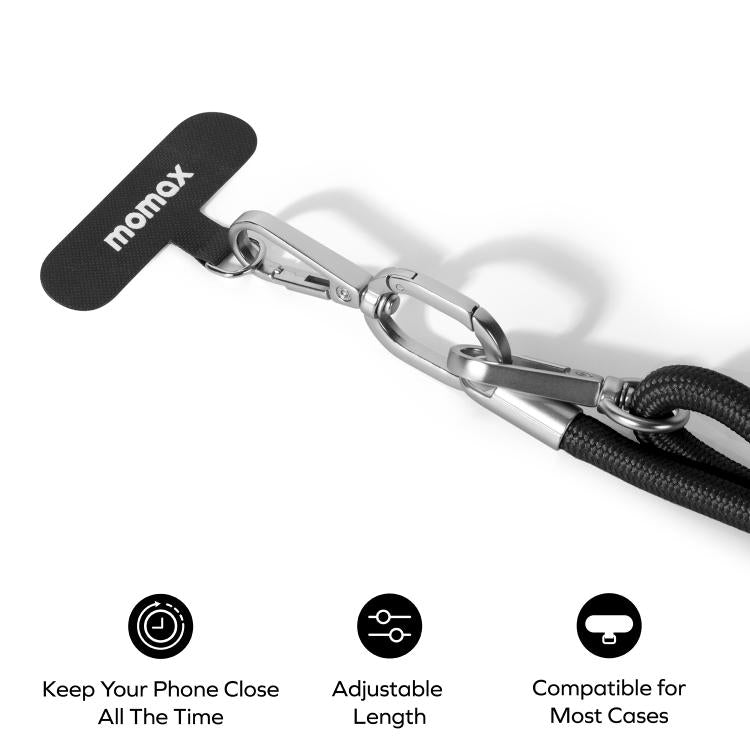 MOMAX SR39 Cord Phone Braided Lanyard(Black) - Lanyards & Wrist Straps by MOMAX | Online Shopping UK | buy2fix