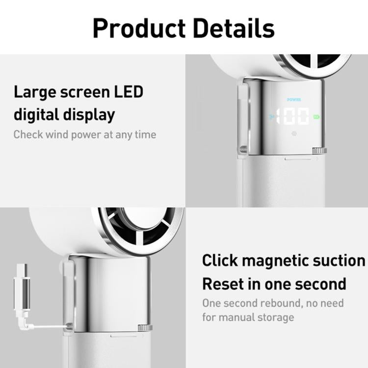 MF119 High Speed Ice Compress Handheld Fan with Retractable Cord(White) - Electric Fans by buy2fix | Online Shopping UK | buy2fix