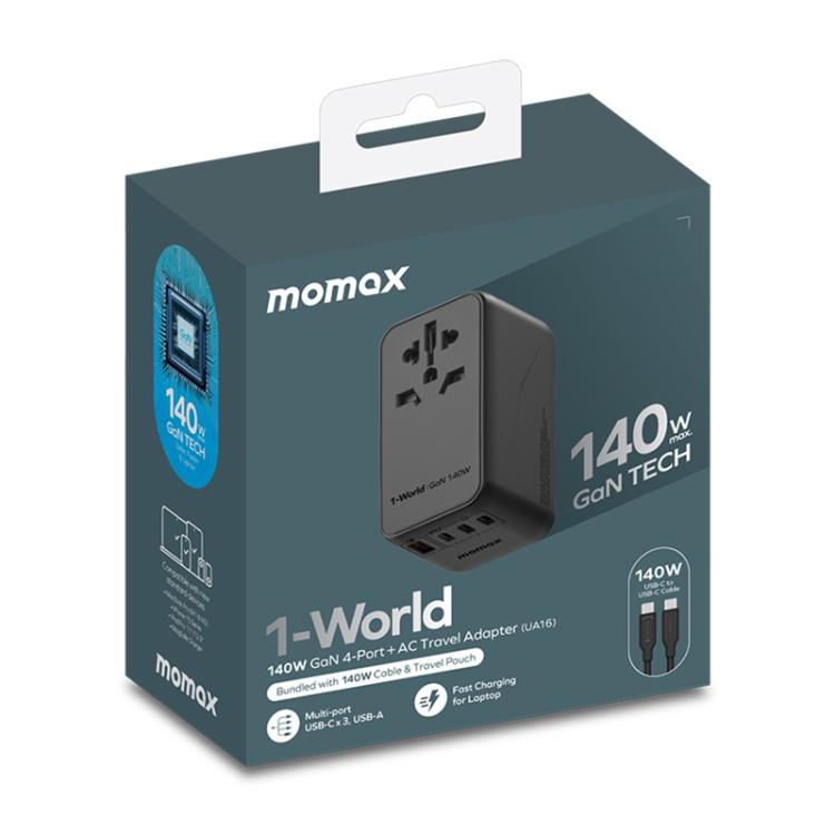 MOMAX UA16 1-World PD140W GaN Global Travel Fast Charging Socket - Plug Adaptor by MOMAX | Online Shopping UK | buy2fix