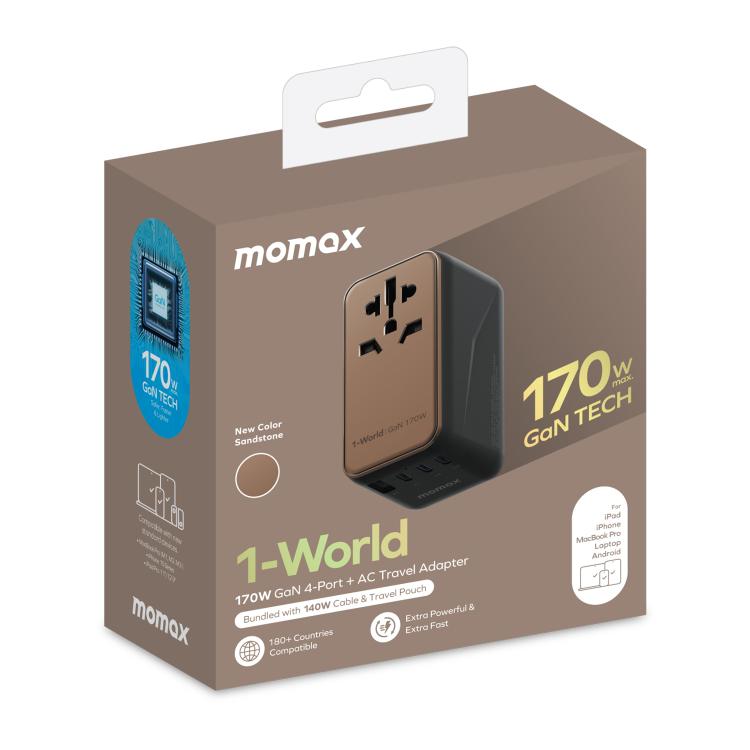MOMAX UA17 1-World PD170W GaN Global Travel Fast Charging Socket - Plug Adaptor by MOMAX | Online Shopping UK | buy2fix