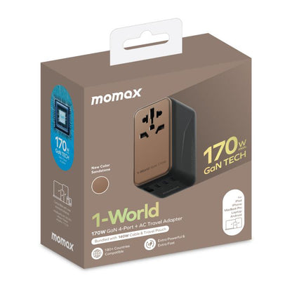 MOMAX UA17 1-World PD170W GaN Global Travel Fast Charging Socket - Plug Adaptor by MOMAX | Online Shopping UK | buy2fix