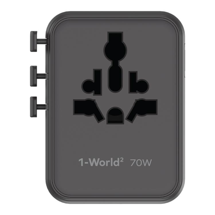MOMAX UA22 1-World2 70W Dual AC Mini GaN Global Travel Fast Charging Socket(Black) - Plug Adaptor by MOMAX | Online Shopping UK | buy2fix