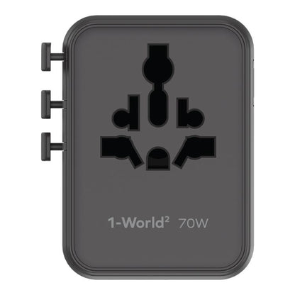 MOMAX UA22 1-World2 70W Dual AC Mini GaN Global Travel Fast Charging Socket(Black) - Plug Adaptor by MOMAX | Online Shopping UK | buy2fix