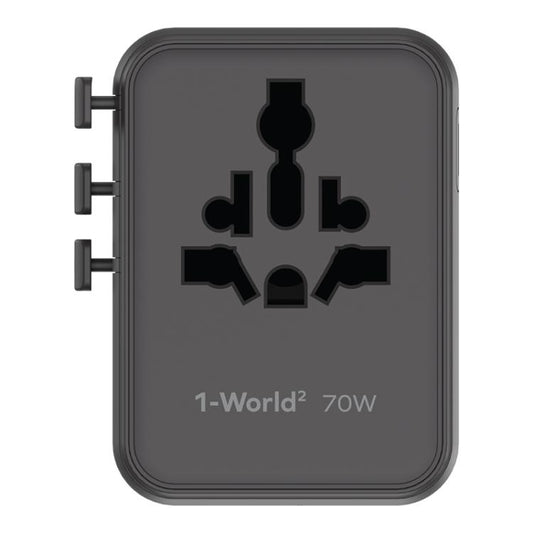 MOMAX UA22 1-World2 70W Dual AC Mini GaN Global Travel Fast Charging Socket(Black) - Plug Adaptor by MOMAX | Online Shopping UK | buy2fix