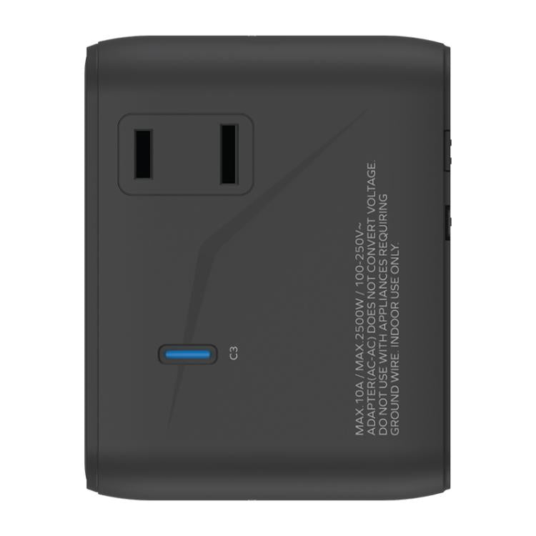 MOMAX UA22 1-World2 70W Dual AC Mini GaN Global Travel Fast Charging Socket(Black) - Plug Adaptor by MOMAX | Online Shopping UK | buy2fix