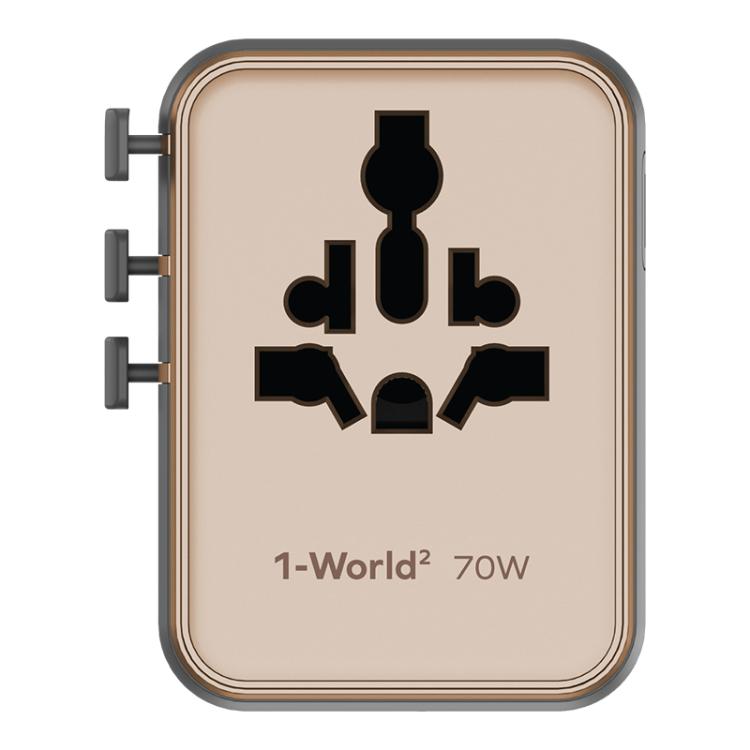MOMAX UA22 1-World2 70W Dual AC Mini GaN Global Travel Fast Charging Socket(Desert Gold) - Plug Adaptor by MOMAX | Online Shopping UK | buy2fix