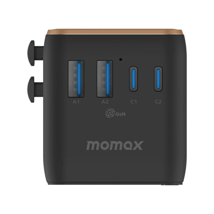 MOMAX UA22 1-World2 70W Dual AC Mini GaN Global Travel Fast Charging Socket(Desert Gold) - Plug Adaptor by MOMAX | Online Shopping UK | buy2fix
