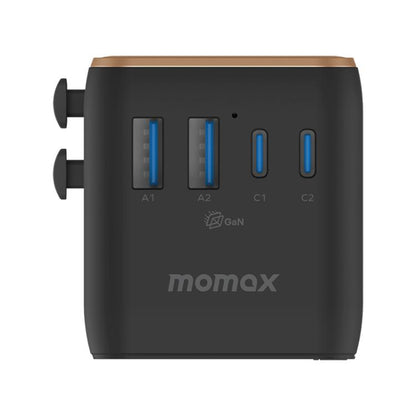 MOMAX UA22 1-World2 70W Dual AC Mini GaN Global Travel Fast Charging Socket(Desert Gold) - Plug Adaptor by MOMAX | Online Shopping UK | buy2fix