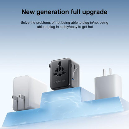 MOMAX UA22 1-World2 70W Dual AC Mini GaN Global Travel Fast Charging Socket(Black) - Plug Adaptor by MOMAX | Online Shopping UK | buy2fix