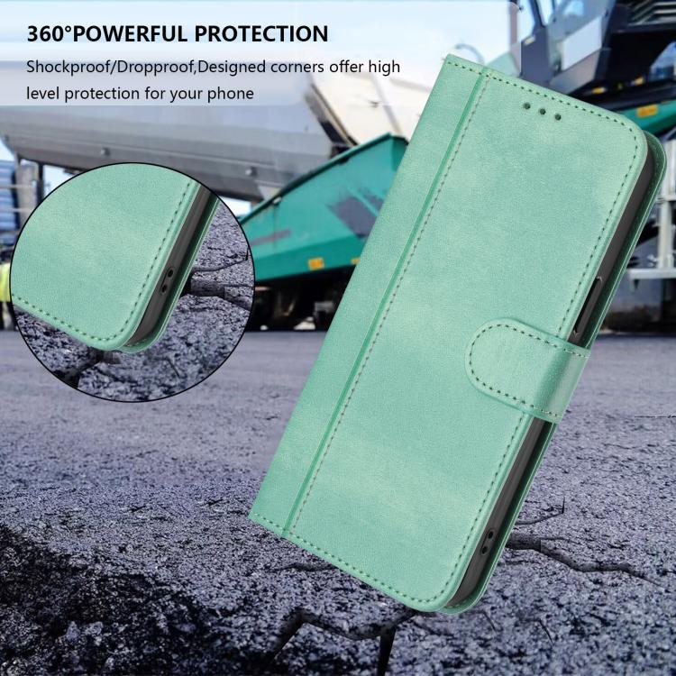 For Google Pixel 10 / 10 Pro / Pixel 9 / 9 Pro Line Splicing Buckle Retro Leather Phone Case(Mint Green) - Google Cases by buy2fix | Online Shopping UK | buy2fix