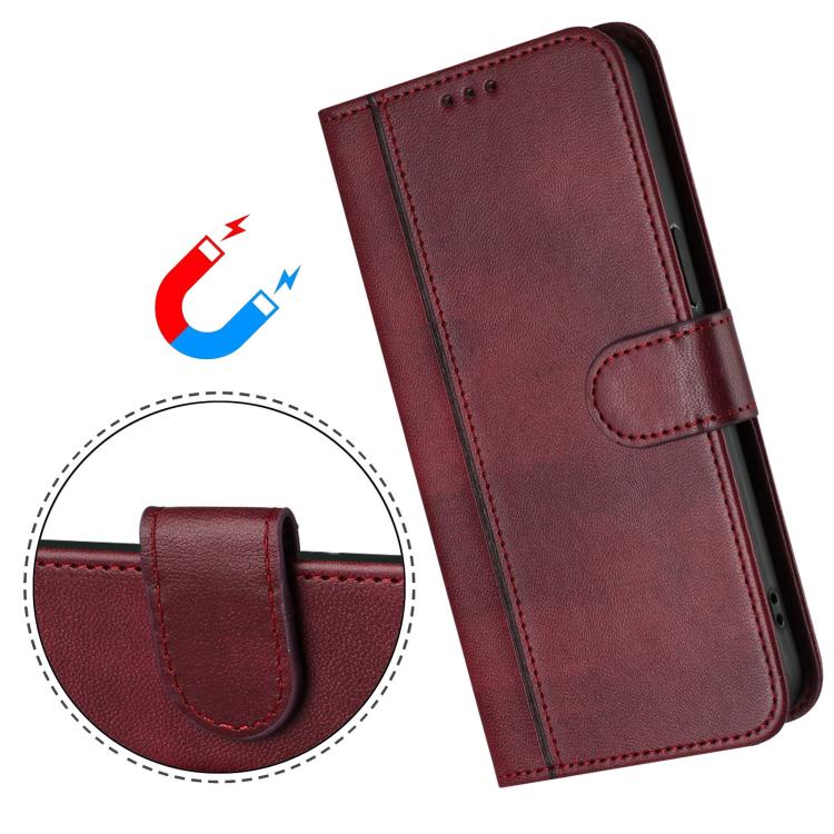 For Google Pixel 10 / 10 Pro / Pixel 9 / 9 Pro Line Splicing Buckle Retro Leather Phone Case(Wine Red) - Google Cases by buy2fix | Online Shopping UK | buy2fix