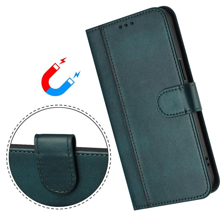 For Google Pixel 10 / 10 Pro / Pixel 9 / 9 Pro Line Splicing Buckle Retro Leather Phone Case(Dark Green) - Google Cases by buy2fix | Online Shopping UK | buy2fix